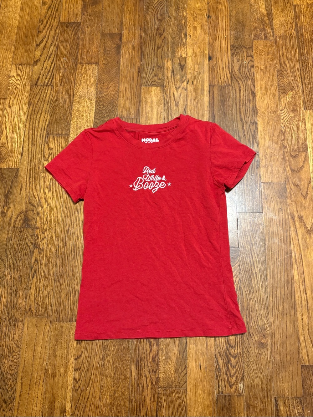 Red Graphic Crop Top with White Script